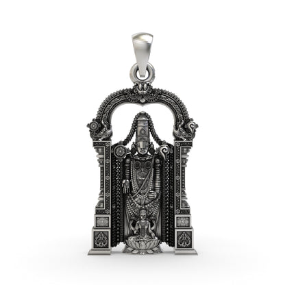 925 Silver Tirupati Balaji & Goddess Lakshmi Devotional Pendant