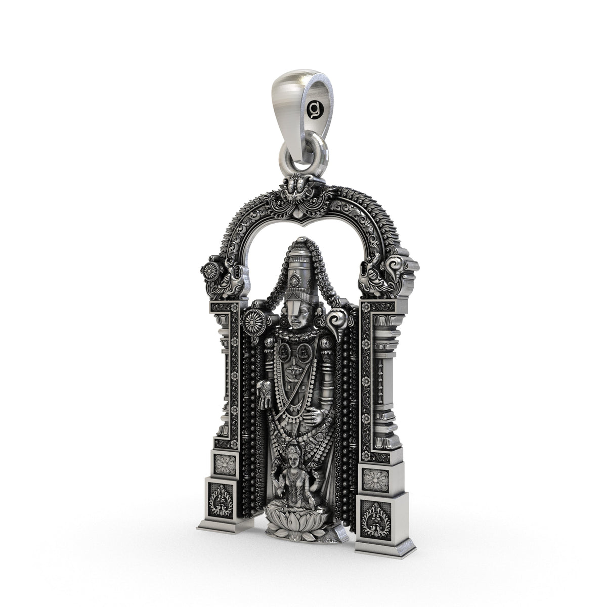 925 Silver Tirupati Balaji & Goddess Lakshmi Devotional Pendant