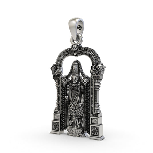 925 Silver Tirupati Balaji & Goddess Lakshmi Devotional Pendant