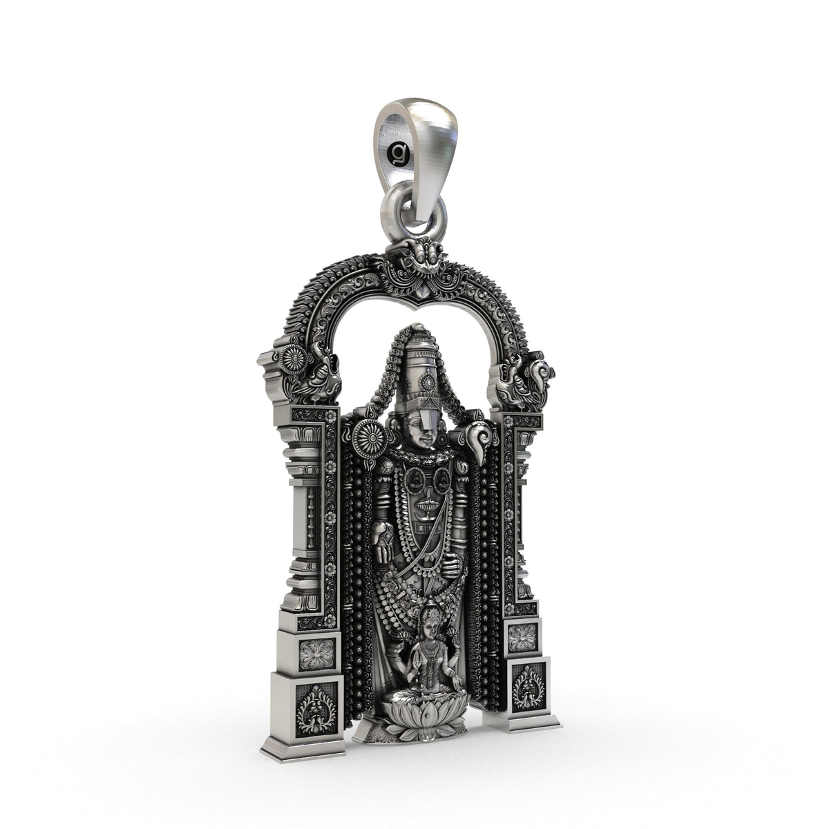 925 Silver Tirupati Balaji & Goddess Lakshmi Devotional Pendant