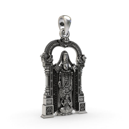925 Silver Tirupati Balaji & Goddess Lakshmi Devotional Pendant