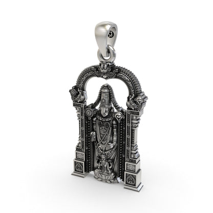 925 Silver Tirupati Balaji & Goddess Lakshmi Devotional Pendant