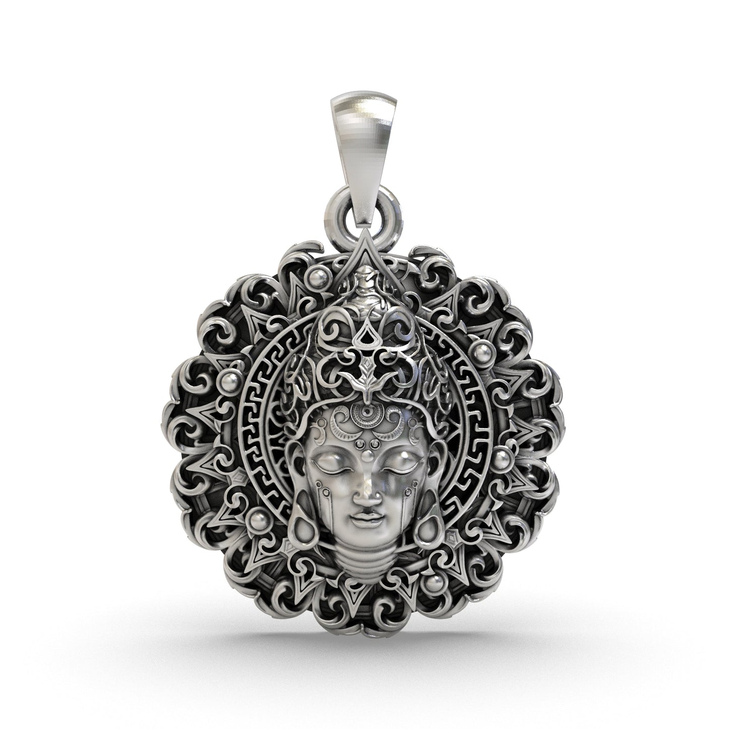 925 Silver Buddha Face Pendant – Peaceful Meditation Spiritual Locket