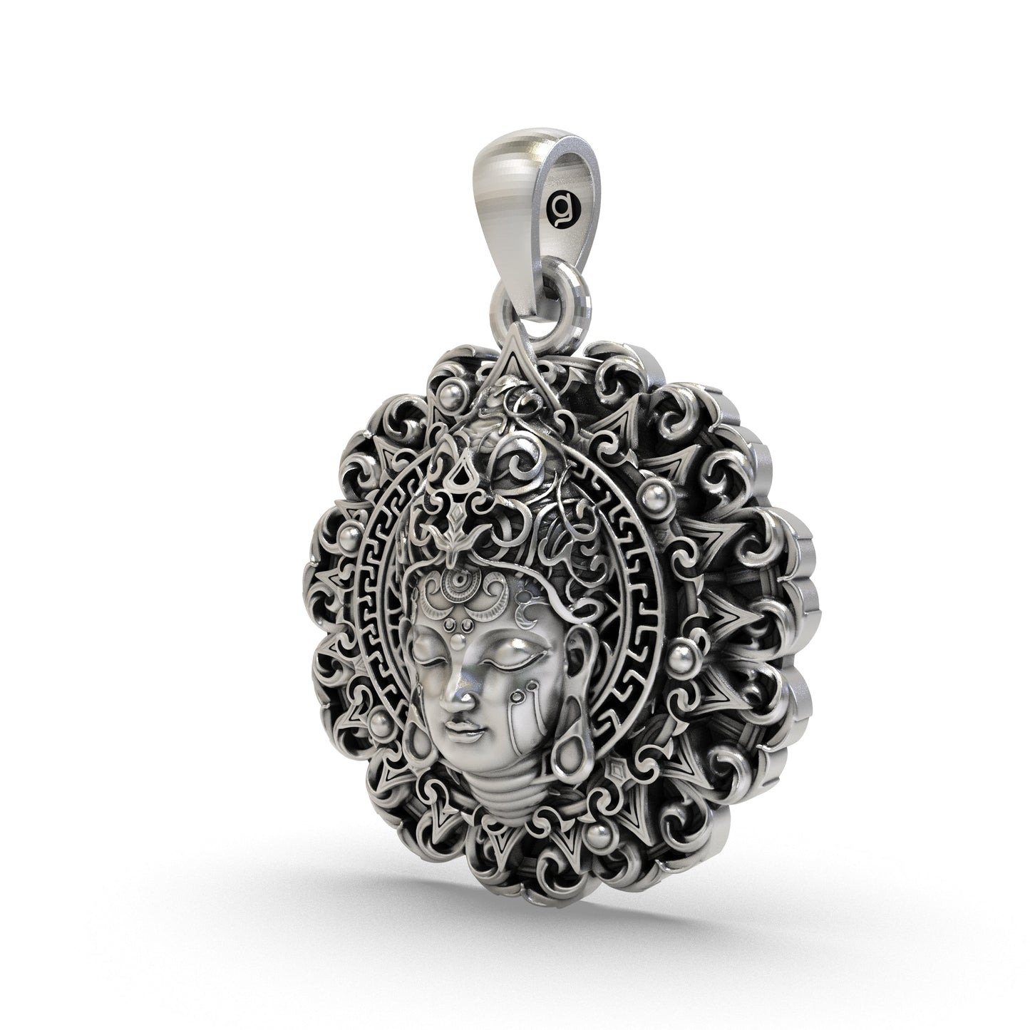 925 Silver Buddha Face Pendant – Peaceful Meditation Spiritual Locket