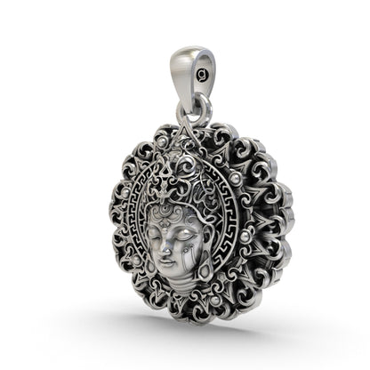925 Silver Buddha Face Pendant – Peaceful Meditation Spiritual Locket