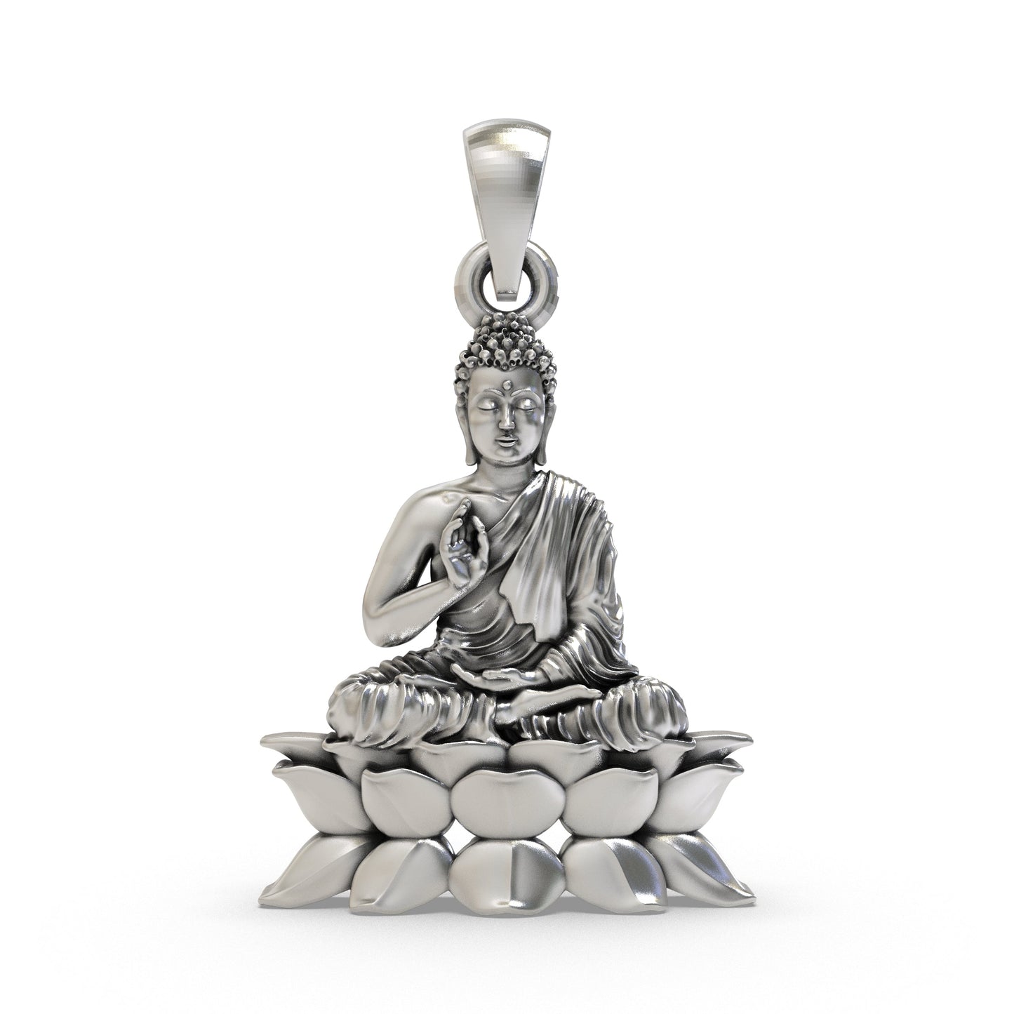 925 Silver Buddha on Lotus Pendant – Peaceful Meditation Jewelry