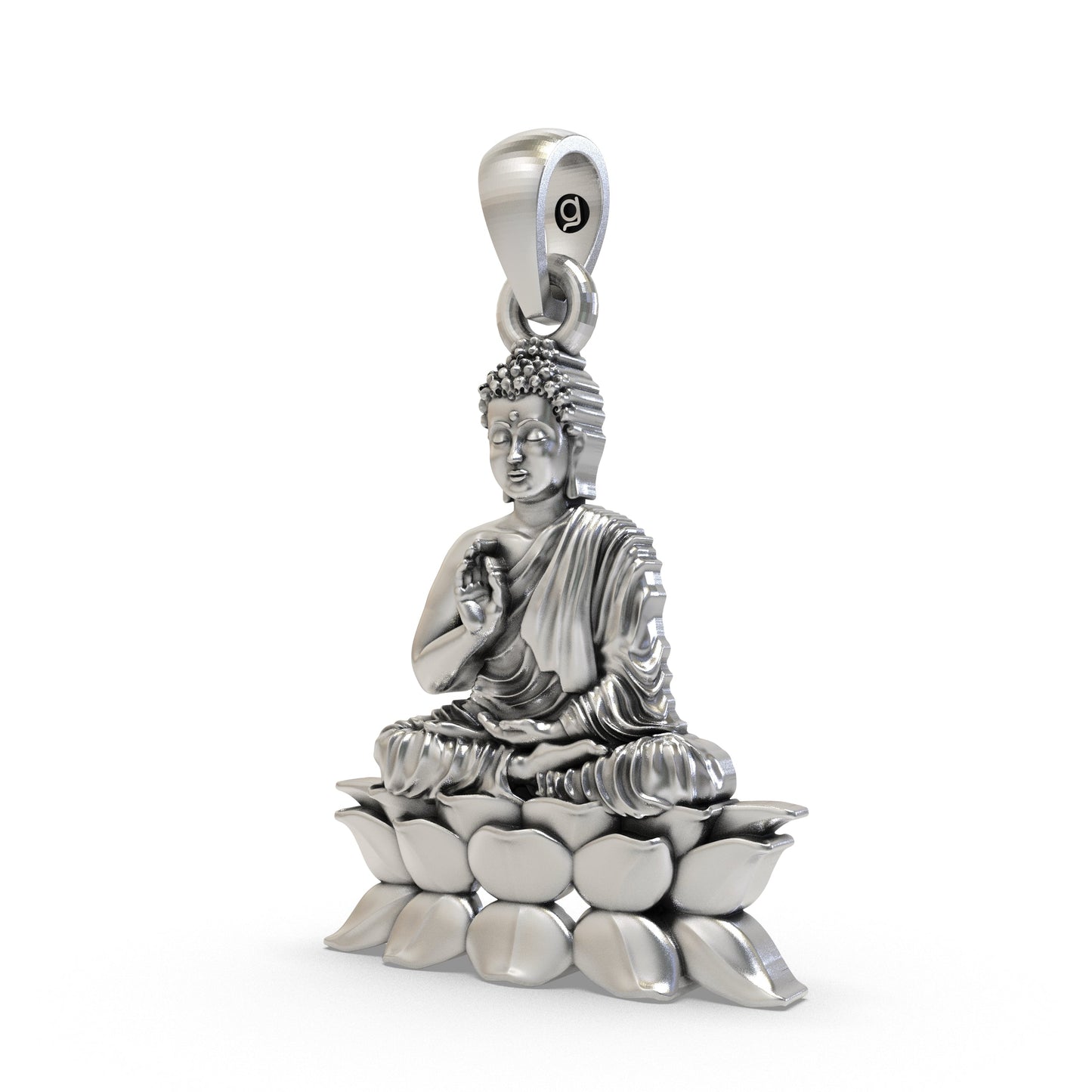 925 Silver Buddha on Lotus Pendant – Peaceful Meditation Jewelry
