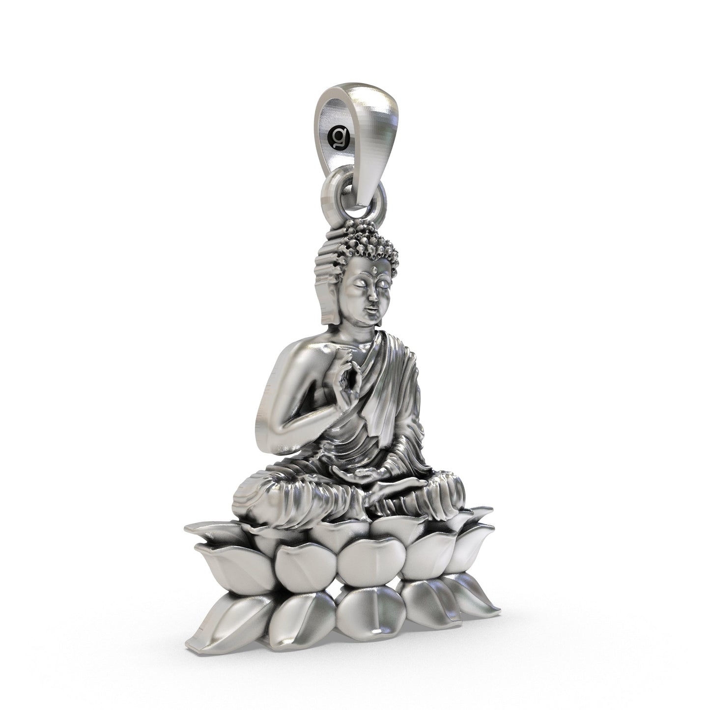 925 Silver Buddha on Lotus Pendant – Peaceful Meditation Jewelry