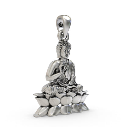 925 Silver Buddha on Lotus Pendant – Peaceful Meditation Jewelry