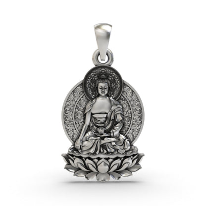925 Silver Buddha Lotus Pendant | Spiritual Buddhist Jewelry for Men & Women