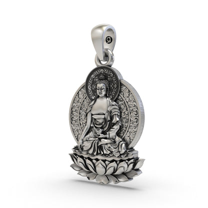 925 Silver Buddha Lotus Pendant | Spiritual Buddhist Jewelry for Men & Women
