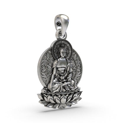 925 Silver Buddha Lotus Pendant | Spiritual Buddhist Jewelry for Men & Women