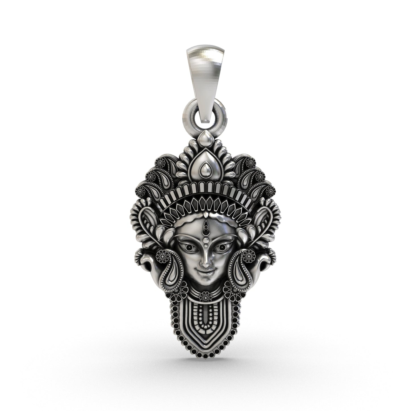 925 Silver Durga Maa Face Pendant | Divine Shakti Jewelry for Men & Women
