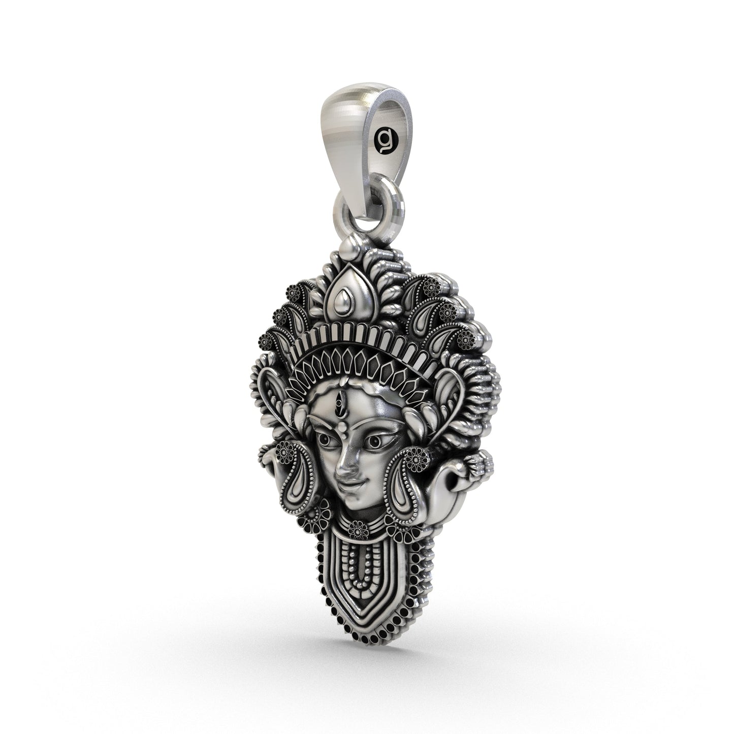 925 Silver Durga Maa Face Pendant | Divine Shakti Jewelry for Men & Women