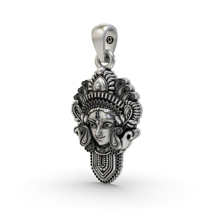 925 Silver Durga Maa Face Pendant | Divine Shakti Jewelry for Men & Women