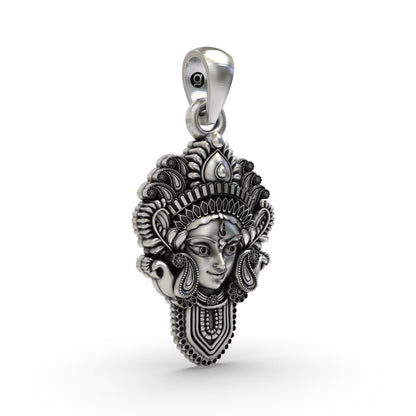 925 Silver Durga Maa Face Pendant | Divine Shakti Jewelry for Men & Women