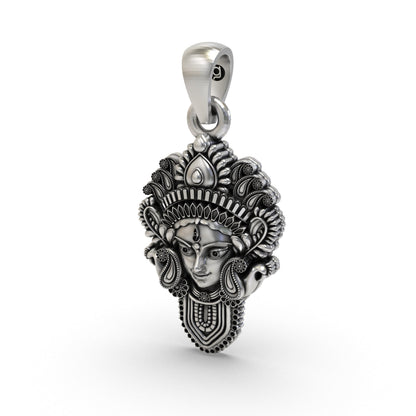 925 Silver Durga Maa Face Pendant | Divine Shakti Jewelry for Men & Women