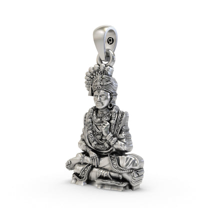 925 Silver Swaminarayan Pendant | Akshar Purushottam Spiritual Jewelry for Men & Women