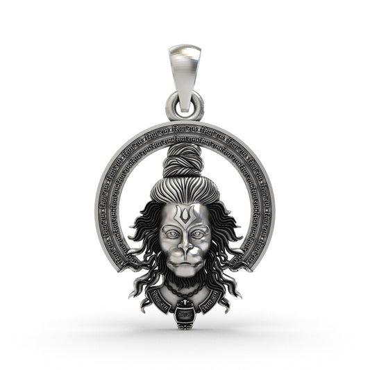 925 Silver Hanumanji Face Pendant | Bajrangbali Spiritual Jewelry for Men & Women
