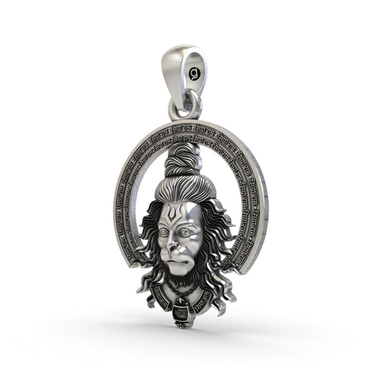 925 Silver Hanumanji Face Pendant | Bajrangbali Spiritual Jewelry for Men & Women