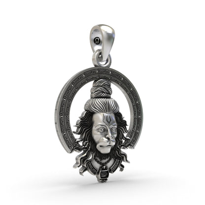 925 Silver Hanumanji Face Pendant | Bajrangbali Spiritual Jewelry for Men & Women
