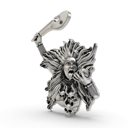 925 Silver Kali Maa Face Pendant | Goddess Kali Spiritual Jewelry for Strength & Protection