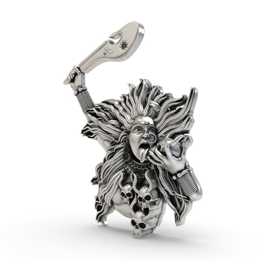 925 Silver Kali Maa Face Pendant | Goddess Kali Spiritual Jewelry for Strength & Protection