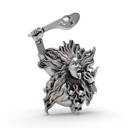 925 Silver Kali Maa Face Pendant | Goddess Kali Spiritual Jewelry for Strength & Protection