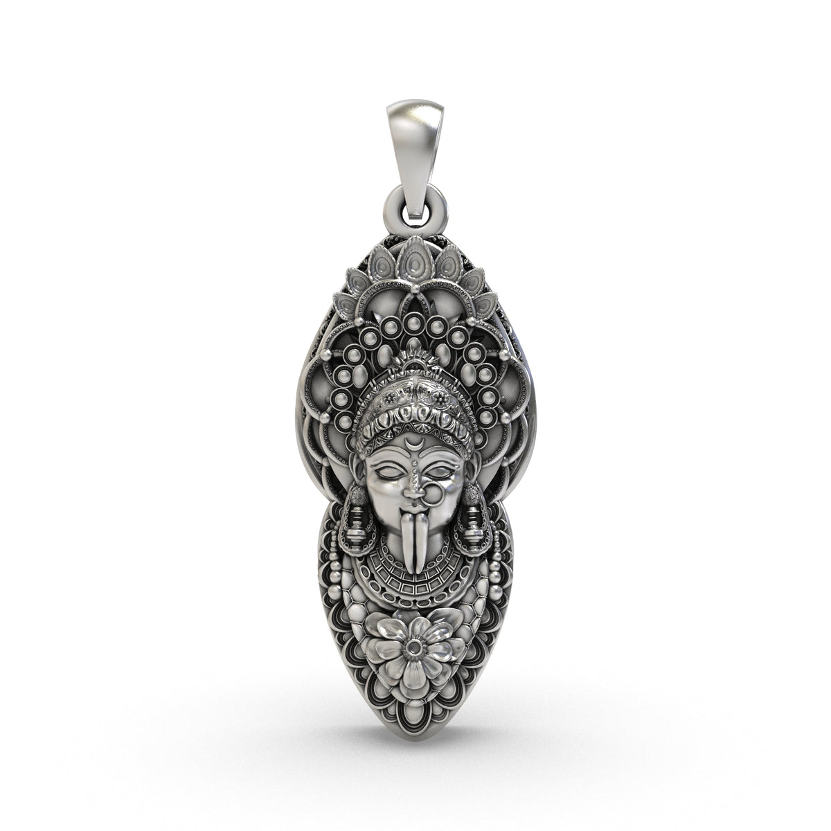 925 Silver Kali Maa Face Pendant | Goddess Kali Spiritual Jewelry for Protection & Power