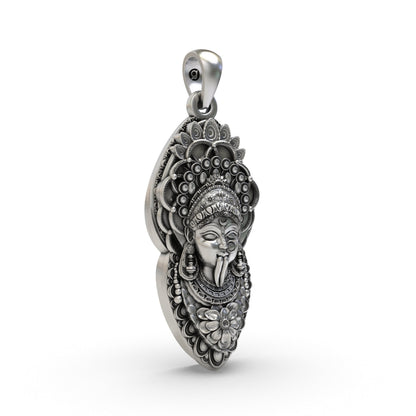 925 Silver Kali Maa Face Pendant | Goddess Kali Spiritual Jewelry for Protection & Power