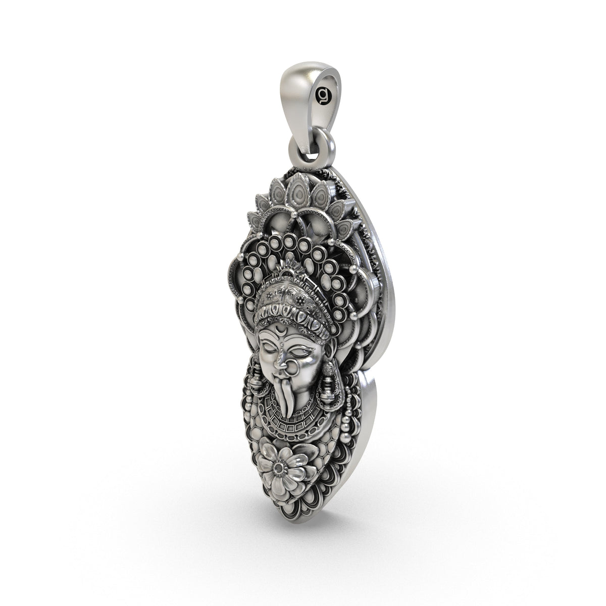 925 Silver Kali Maa Face Pendant | Goddess Kali Spiritual Jewelry for Protection & Power