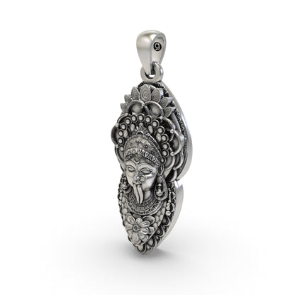 925 Silver Kali Maa Face Pendant | Goddess Kali Spiritual Jewelry for Protection & Power