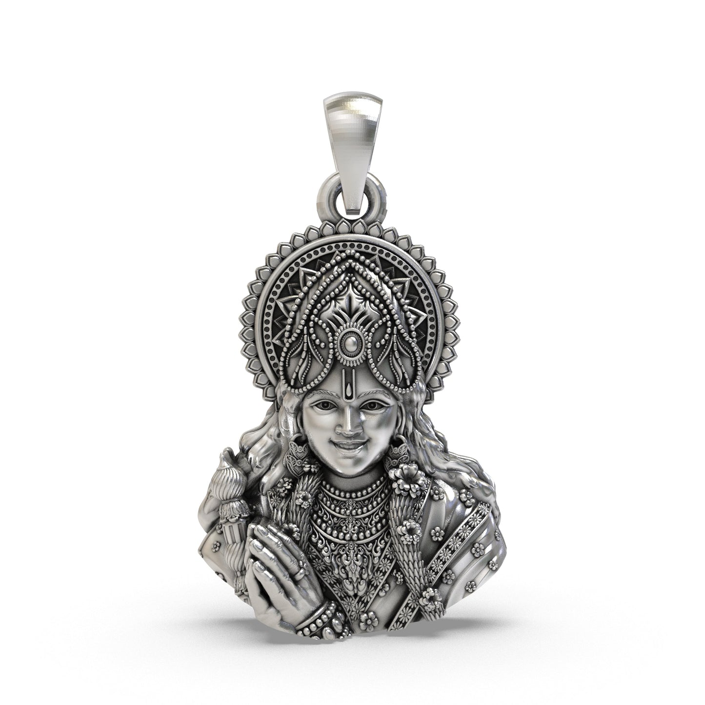 925 Silver Krishna Face Pendant | Shree Krishna Spiritual Jewelry for Men & Women