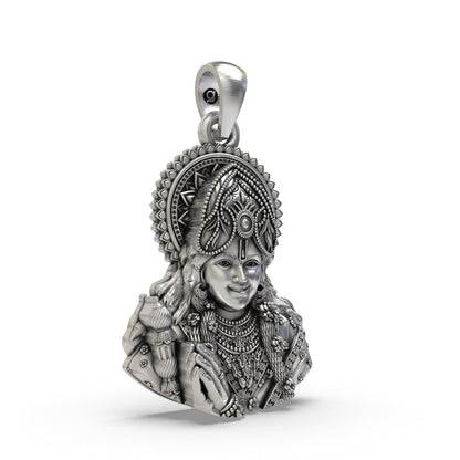 925 Silver Krishna Face Pendant | Shree Krishna Spiritual Jewelry for Men & Women