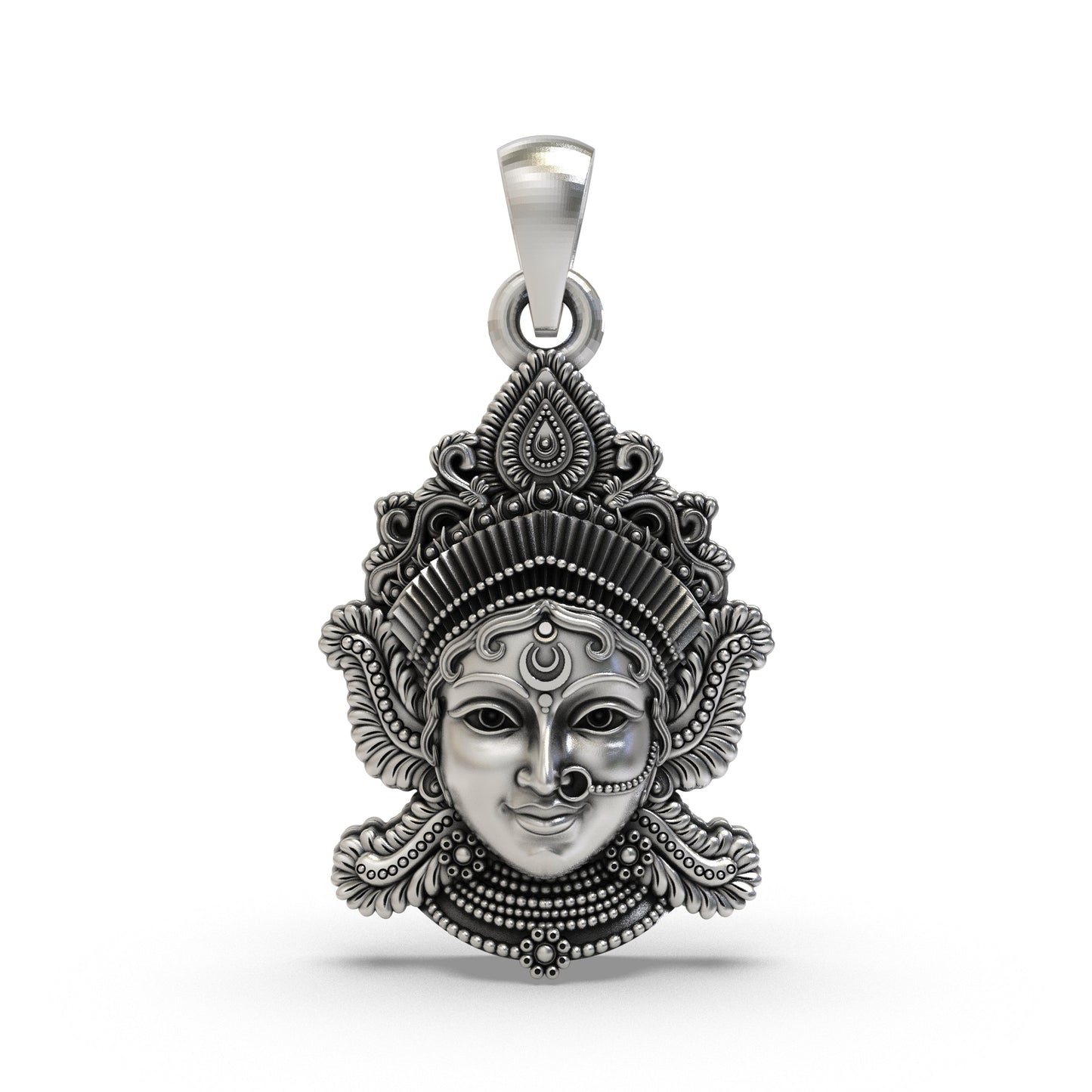 925 Silver Lakshmi Maa Face Pendant | Goddess Laxmi Spiritual Jewelry for Wealth & Prosperity