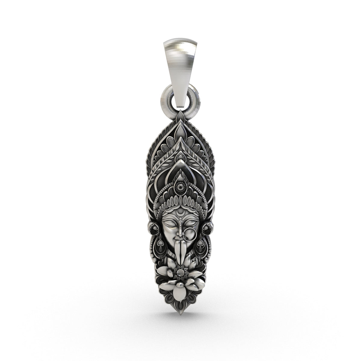 925 Silver Kali Maa Face Pendant | Goddess Kali Jewelry for Power & Protection