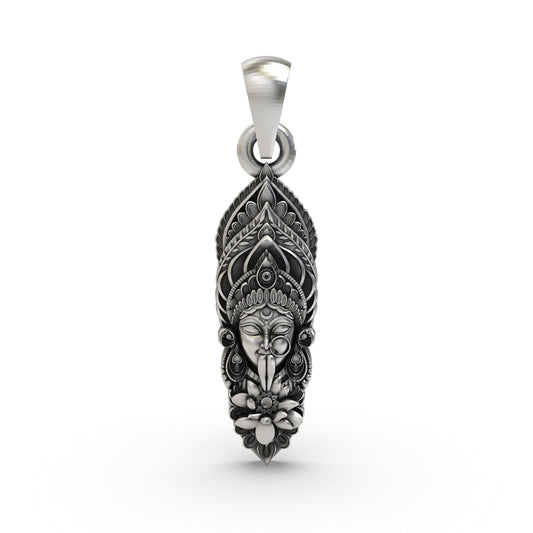 925 Silver Kali Maa Face Pendant | Goddess Kali Jewelry for Power & Protection