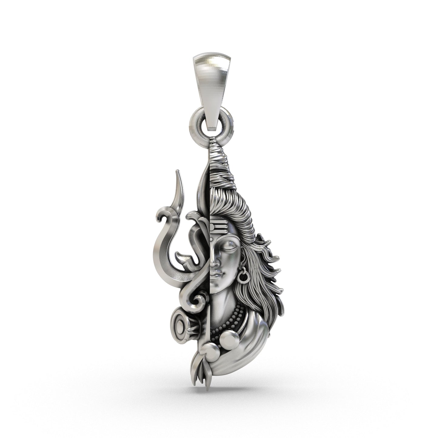 925 Silver Half Shiva Half Trishul Pendant | Mahadev Spiritual Jewelry for Men & Women
