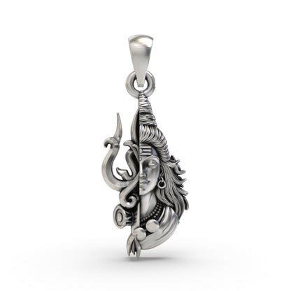 925 Silver Half Shiva Half Trishul Pendant | Mahadev Spiritual Jewelry for Men & Women