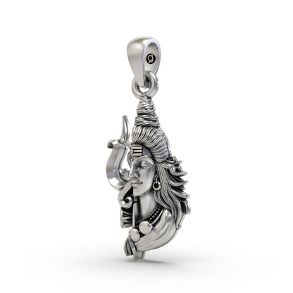 925 Silver Half Shiva Half Trishul Pendant | Mahadev Spiritual Jewelry for Men & Women