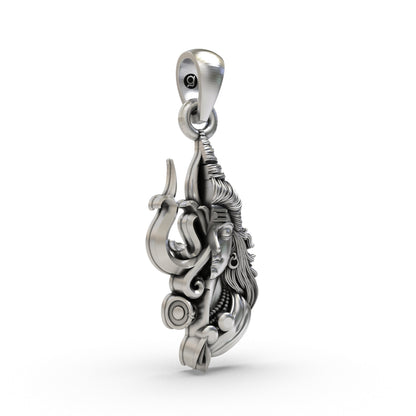 925 Silver Half Shiva Half Trishul Pendant | Mahadev Spiritual Jewelry for Men & Women