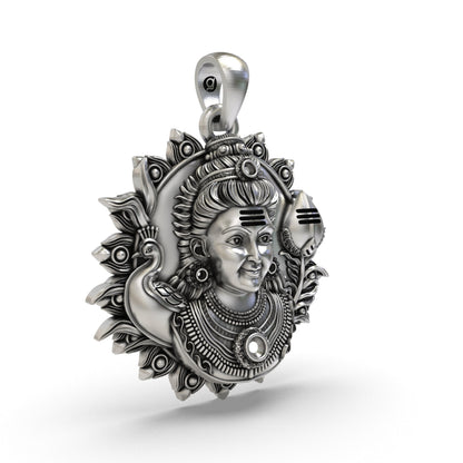925 Silver Murugan Pendant | Lord Murugan Spiritual Jewelry for Men & Women