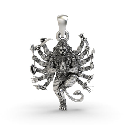 925 Silver Narasimha Bhagwan Pendant | Lord Narasimha Spiritual Jewelry for Protection & Strength