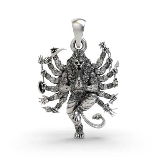 925 Silver Narasimha Bhagwan Pendant | Lord Narasimha Spiritual Jewelry for Protection & Strength