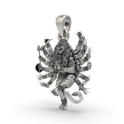 925 Silver Narasimha Bhagwan Pendant | Lord Narasimha Spiritual Jewelry for Protection & Strength