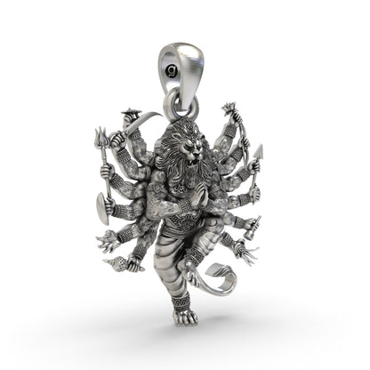 925 Silver Narasimha Bhagwan Pendant | Lord Narasimha Spiritual Jewelry for Protection & Strength