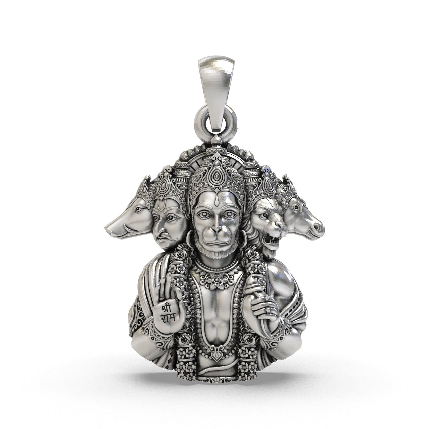 925 Silver Panchmukhi Hanumanji Pendant | Divine Protection & Strength Jewelry