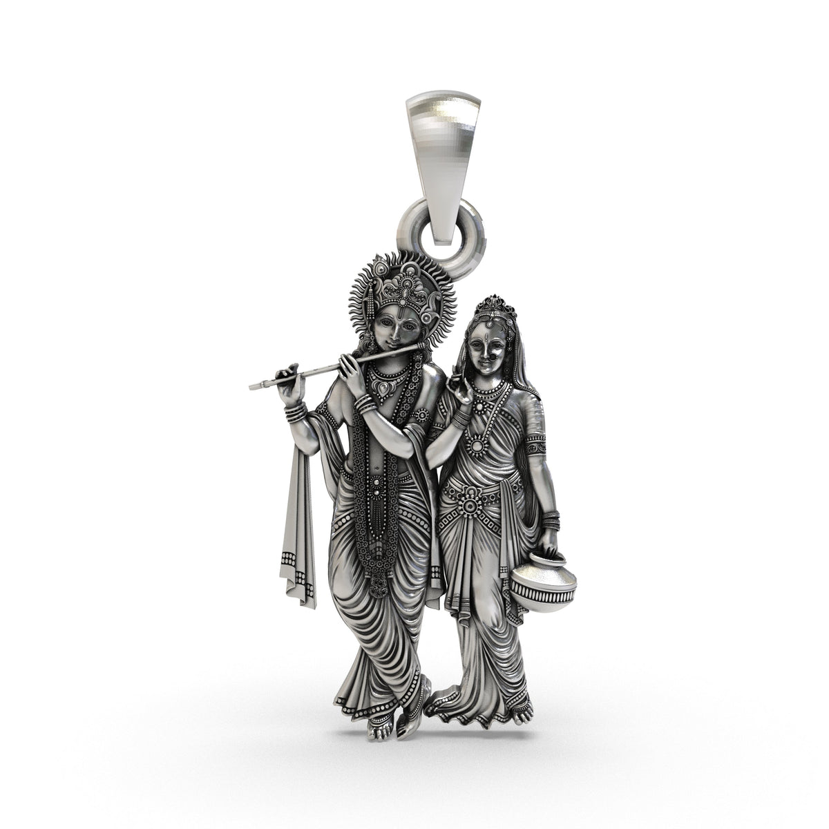 925 Silver Radha Krishna Pendant | Divine Love & Devotion Spiritual Jewelry