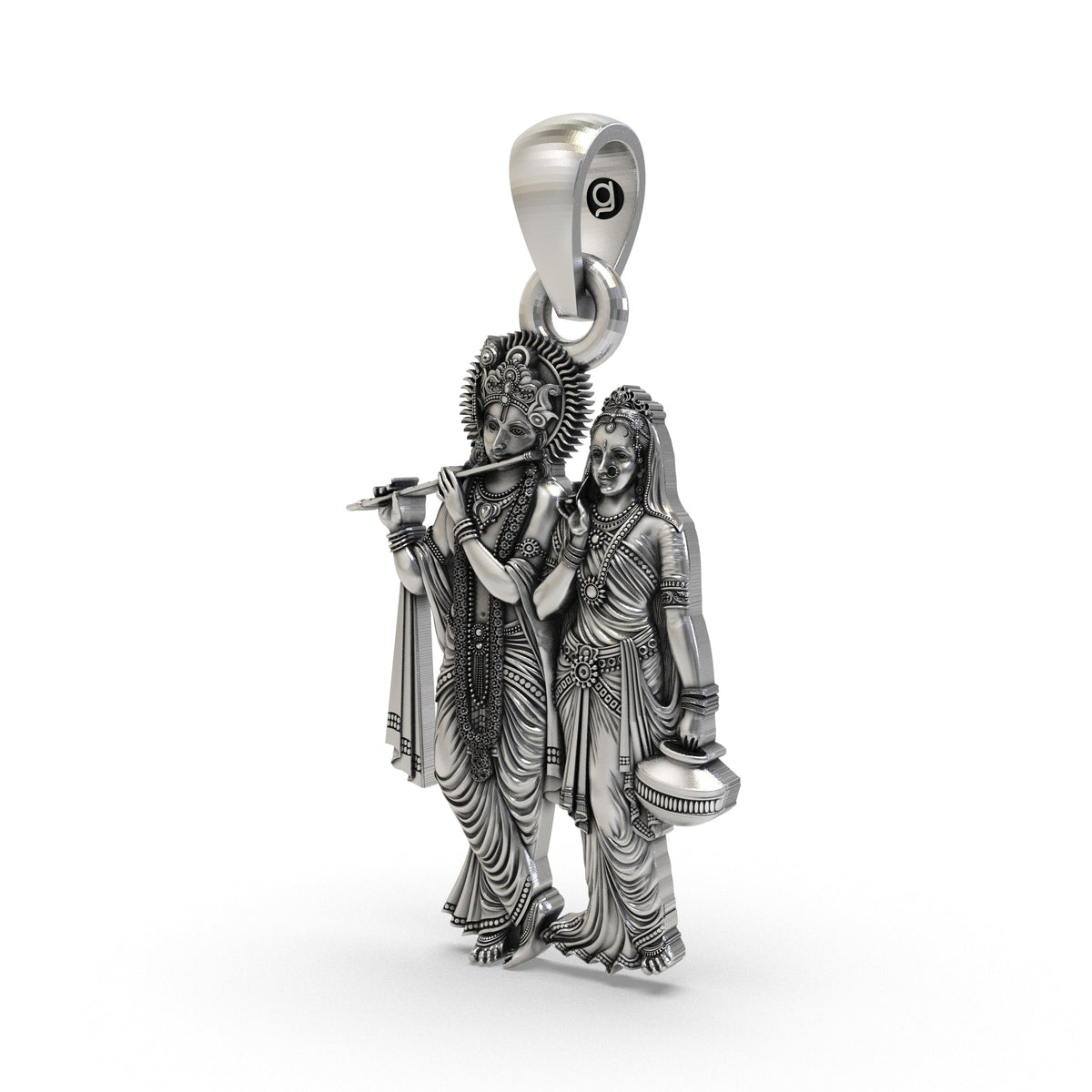 925 Silver Radha Krishna Pendant | Divine Love & Devotion Spiritual Jewelry