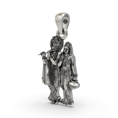 925 Silver Radha Krishna Pendant | Divine Love & Devotion Spiritual Jewelry